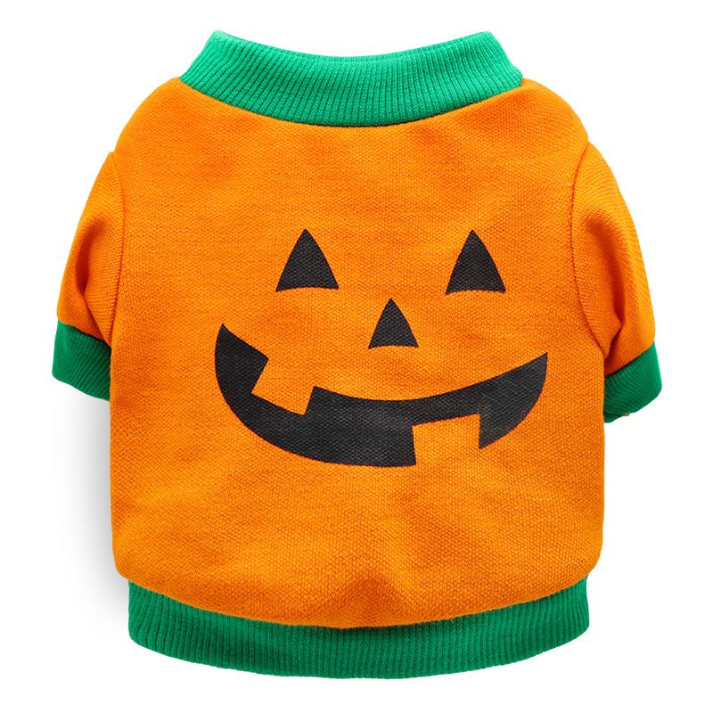 DROOLING DOG Pet Dog Cat Clothes Cotton T Shirt Orange Green Edge (pumpkin head) Size: L; Neck (cm): 32-38; Bust (cm): 44-50; Back length (cm): 31-35; Recommended pet weight (kg): 7.0 - 10.0