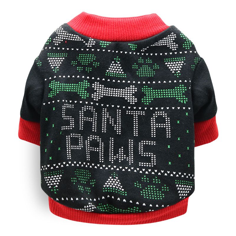 DROOLING DOG Pet Dog Cat Clothes Cotton T Shirt Black Red Edge (Christmas Bones) Size: L; Neck (cm): 32-38; Bust (cm): 44-50; Back length (cm): 31-35; Recommended pet weight (kg): 7.0 - 10.0