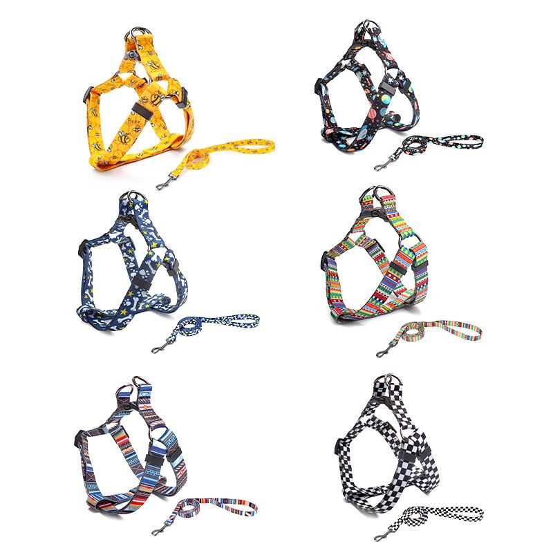 Pet Dog Chest Strap Harness Set Polyester Line (chest back + traction rope) Code S