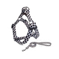Pet Dog Chest Strap Harness Set Polyester Black and white grid (chest back + traction rope) Code L