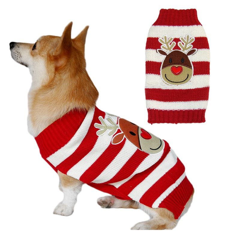 Dog Sweater Acrylic Knit Christmas Red and White Deer XL Size: XL; Neck (cm): 38-44; Bust (cm): 50-58; Back length (cm): 36-40; Recommended pet weight (kg): 10.0 - 15.0