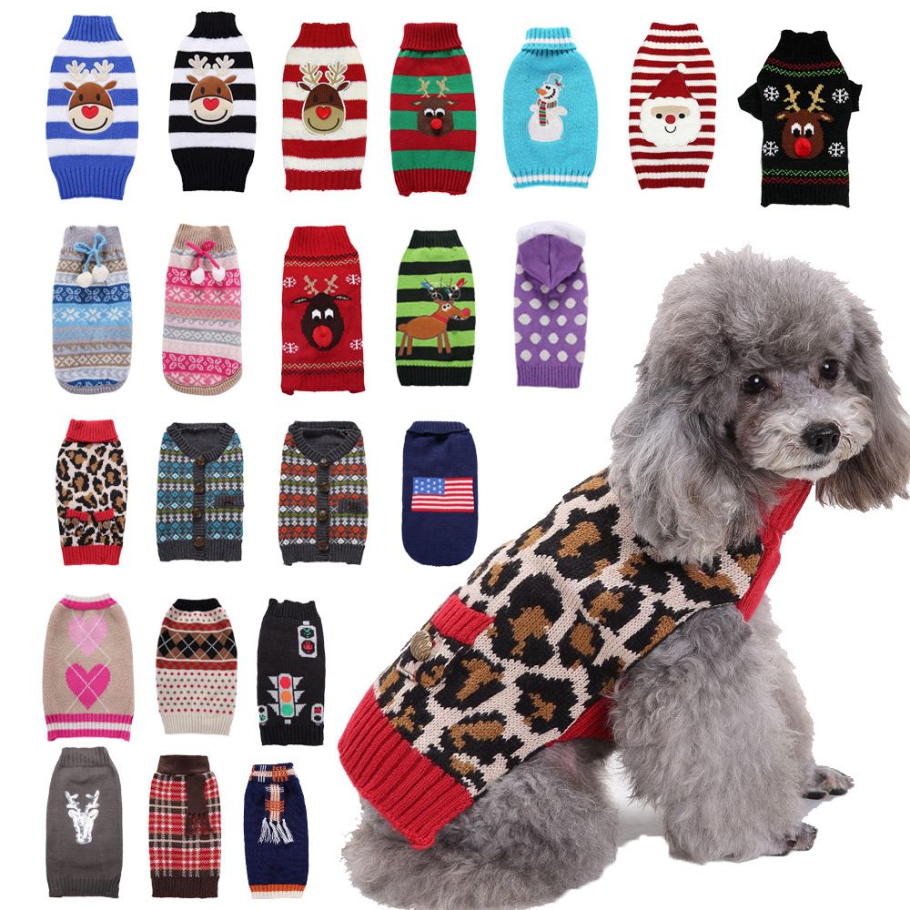 Dog Sweater Acrylic Knit Christmas Blue and White Deer XL Size: XL; Neck (cm): 38-44; Bust (cm): 50-58; Back length (cm): 36-40; Recommended pet weight (kg): 10.0 - 15.0