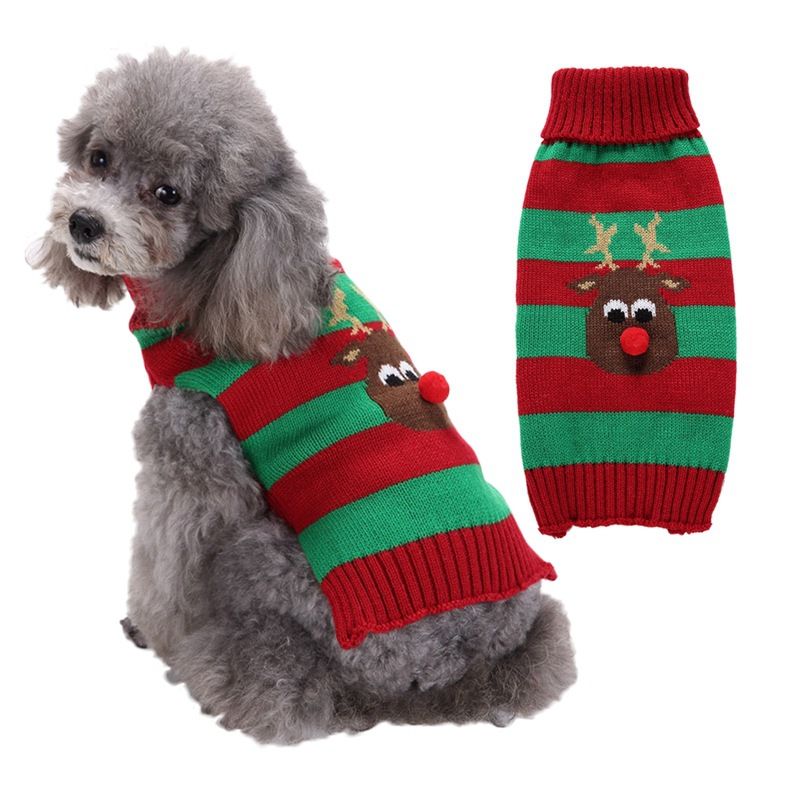 Dog Sweater Acrylic Knit Christmas Red and Green deer XL Size: XL; Neck (cm): 38-44; Bust (cm): 50-58; Back length (cm): 36-40; Recommended pet weight (kg): 10.0 - 15.0