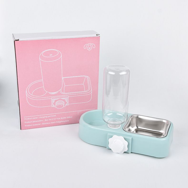 Pet Automatic Feeder Jiaming PP Stainless Steel 32 Pack Pink color box
