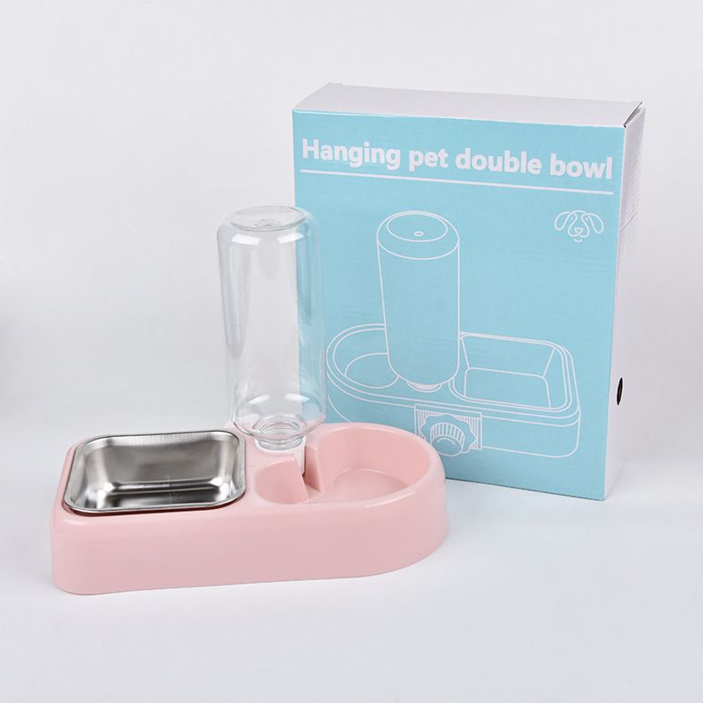 Pet Automatic Feeder Jiaming PP Stainless Steel 32 Pack Pink color box