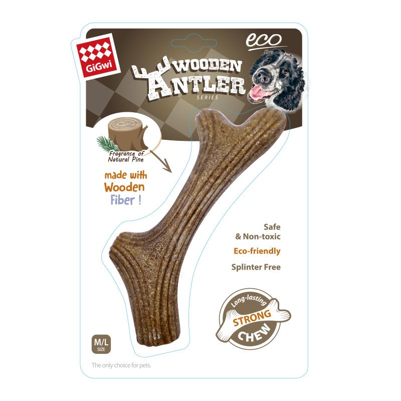 Gigwi Dog Chew Toy Wood Antler Bite Resistant Medium