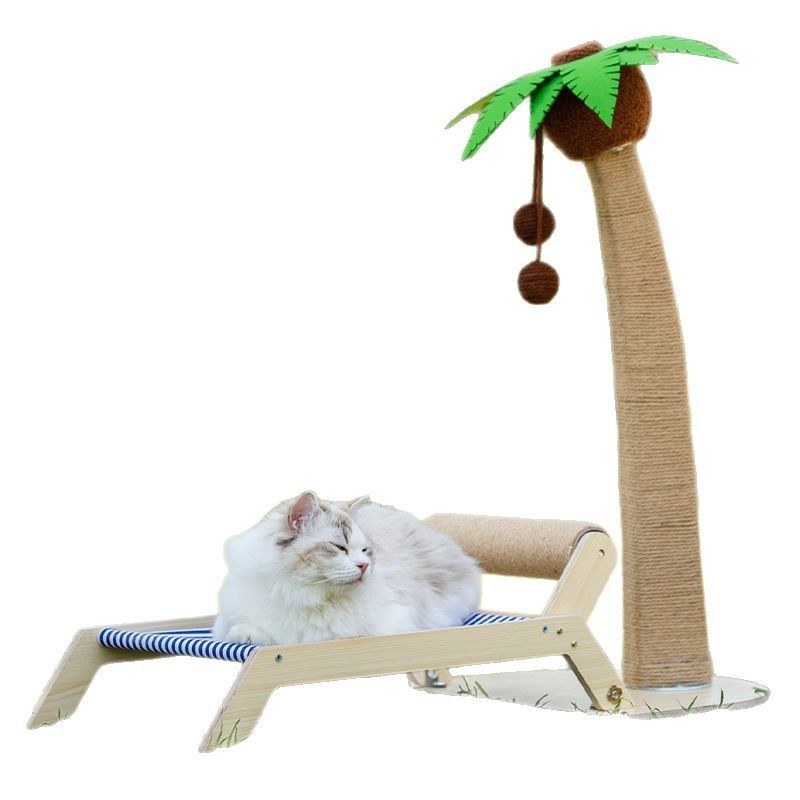 Lailey Cat Coconut Tree Climbing Frame Sisal Post [Teddy velvet] Coconut tree roller bed
