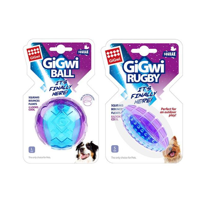 Gigwi Dog Toy Ball Squeaky TPR Chew Stretch dumbbell [Transparent]]