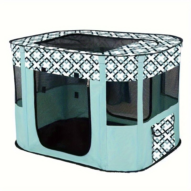Foldable Pet Playpen for Cats and Small Dogs, Portable Puppy Exercise Cage, Indoor Pet Enclosure with Breathable Mesh, Perfect for Travel, Camping, and Outdoor Use as a Cat Whelping Box or Kitten Play Area (2XL, Green)