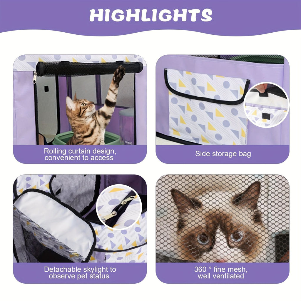 Foldable Pet Playpen for Cats and Small Dogs, Portable Puppy Exercise Cage, Indoor Pet Enclosure with Breathable Mesh, Perfect for Travel, Camping, and Outdoor Use as a Cat Whelping Box or Kitten Play Area (L, Green)