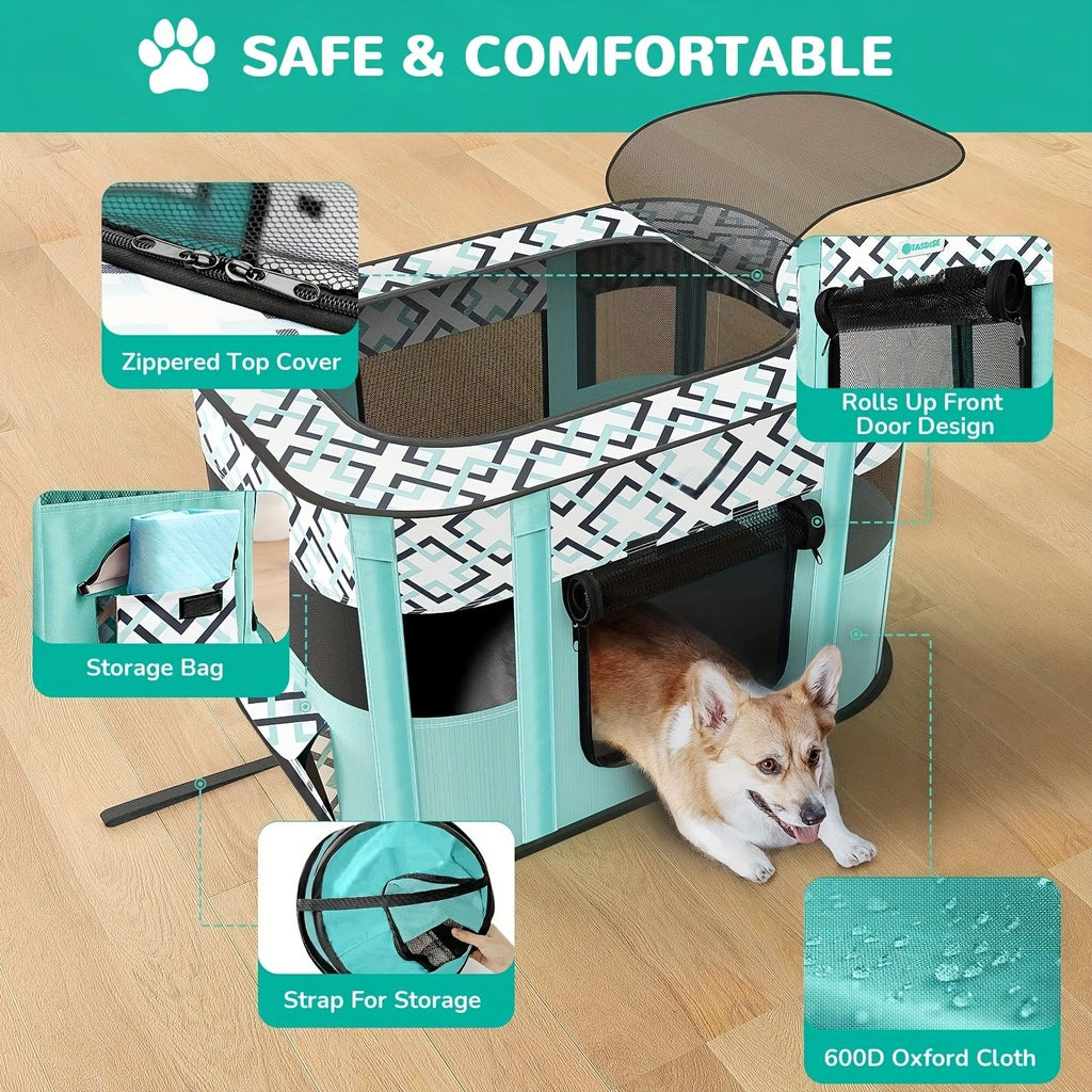 Foldable Pet Playpen for Cats and Small Dogs, Portable Puppy Exercise Cage, Indoor Pet Enclosure with Breathable Mesh, Perfect for Travel, Camping, and Outdoor Use as a Cat Whelping Box or Kitten Play Area (L, Purple)