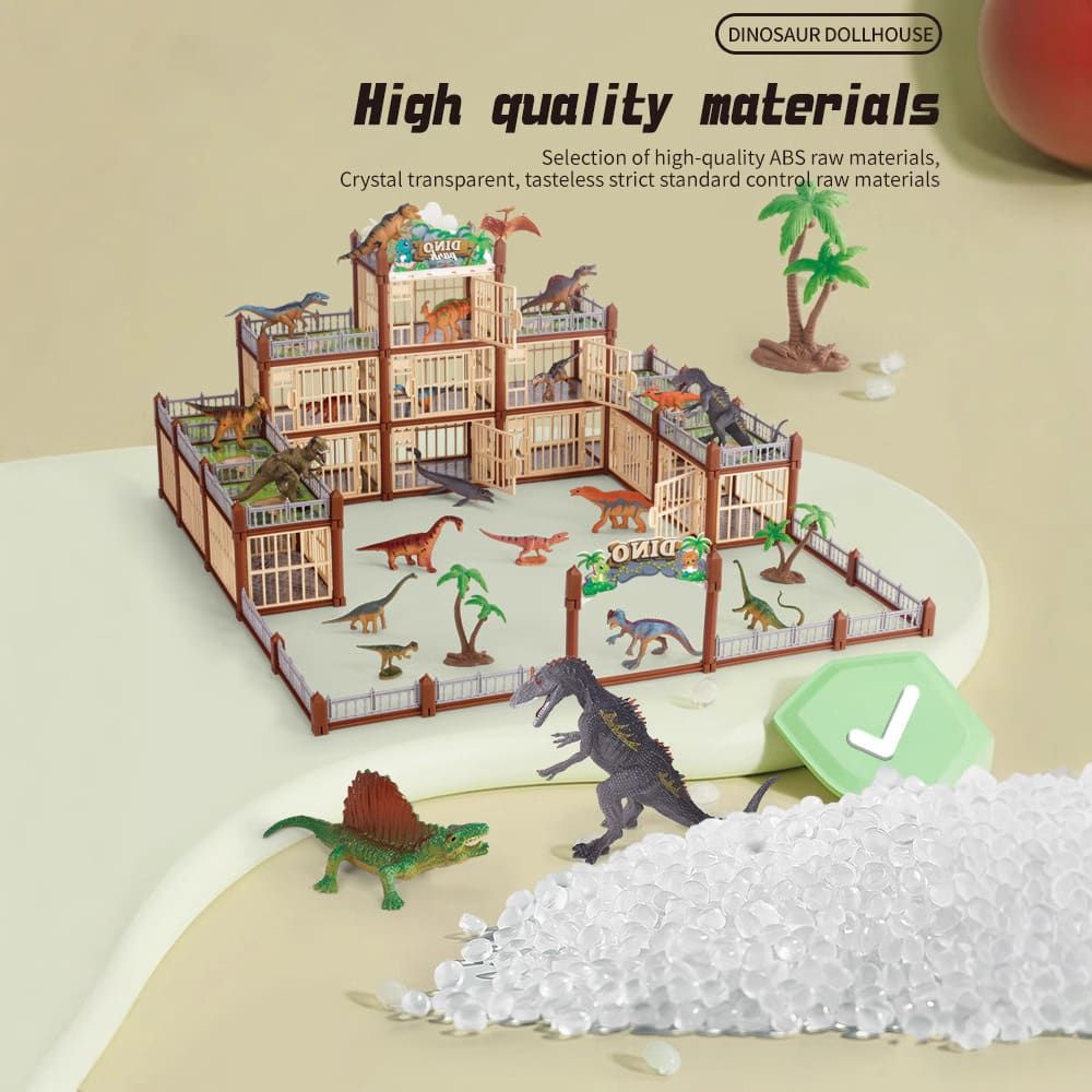DIY Jurassic Theme Park Building Set for Kids, Creative Dinosaur Arena Toy with Realistic Dinosaurs and Palm Trees, Educational Playset for Ages 3+ to Build and Explore (137PCS, Green)