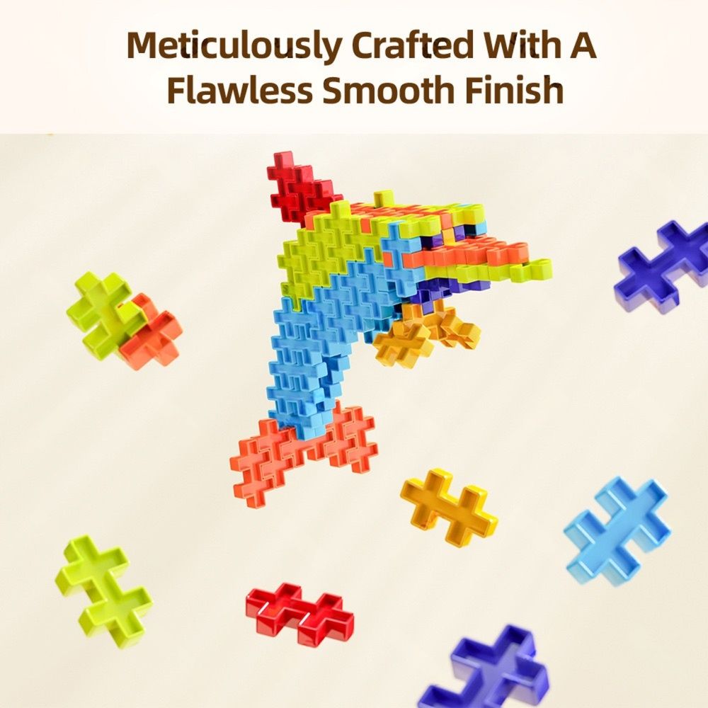 6-Color Mix Double Cross Building Blocks Set for Kids - Creative STEM Early Learning Toys for Ages 3-6, Ideal for Preschool, Home Play, and Educational Gifts (130PCS)