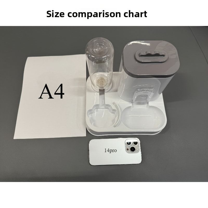 Automatic Pet Feeder and Water Dispenser Combo, 7-Day Capacity for Cats and Small Dogs, Self-Refilling Water Bowl with Gravity Flow, No Battery Needed, Modern White Design with Sturdy Base (Pink)