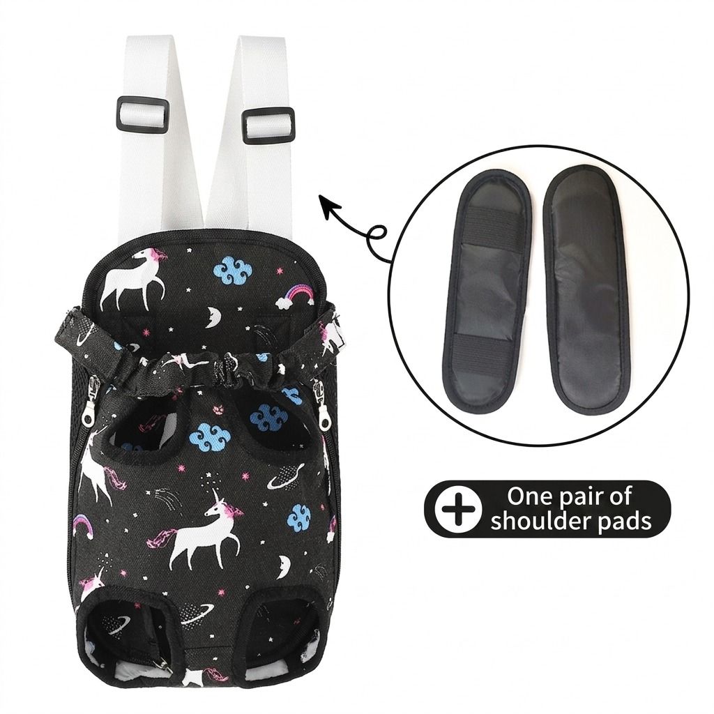 Portable Pet Front Chest Backpack for Small Dogs and Cats – Hands-Free Travel Carrier with Adjustable Straps, Breathable Mesh, and Padded Shoulder Pads for Comfortable Outdoor Adventures (M, Blue)