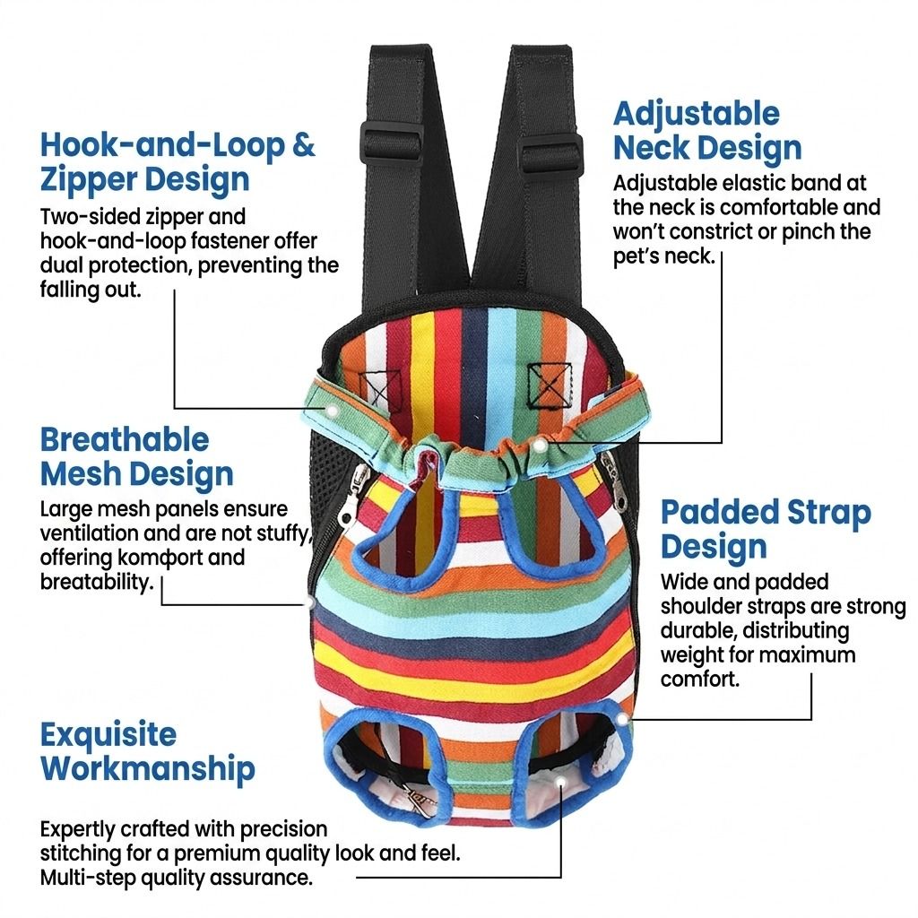 Portable Pet Front Chest Backpack for Small Dogs and Cats – Hands-Free Travel Carrier with Adjustable Straps, Breathable Mesh, and Padded Shoulder Pads for Comfortable Outdoor Adventures (M, DarkGreen)