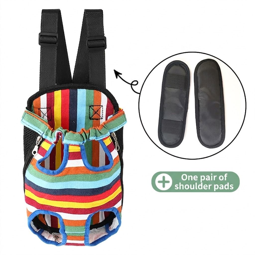 Portable Pet Front Chest Backpack for Small Dogs and Cats – Hands-Free Travel Carrier with Adjustable Straps, Breathable Mesh, and Padded Shoulder Pads for Comfortable Outdoor Adventures (M, Grey)