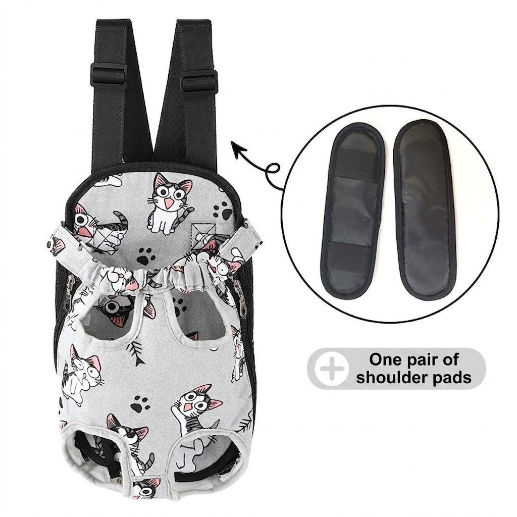 Portable Pet Front Chest Backpack for Small Dogs and Cats – Hands-Free Travel Carrier with Adjustable Straps, Breathable Mesh, and Padded Shoulder Pads for Comfortable Outdoor Adventures (S, Beige)