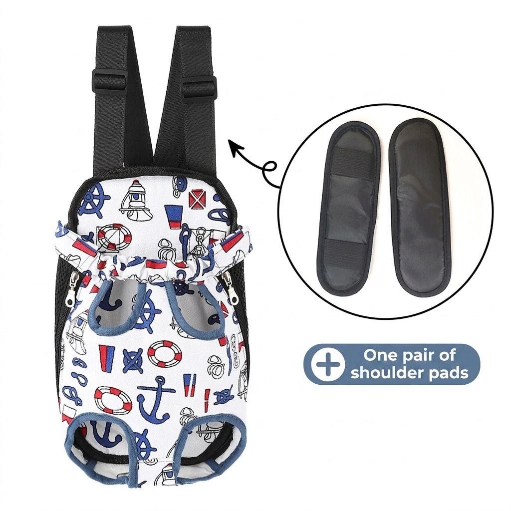 Portable Pet Front Chest Backpack for Small Dogs and Cats – Hands-Free Travel Carrier with Adjustable Straps, Breathable Mesh, and Padded Shoulder Pads for Comfortable Outdoor Adventures (S, Blue)