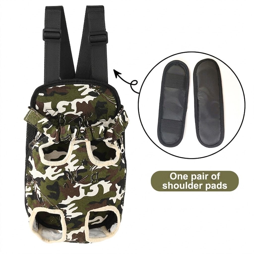 Portable Pet Front Chest Backpack for Small Dogs and Cats – Hands-Free Travel Carrier with Adjustable Straps, Breathable Mesh, and Padded Shoulder Pads for Comfortable Outdoor Adventures (XL, DarkGreen)