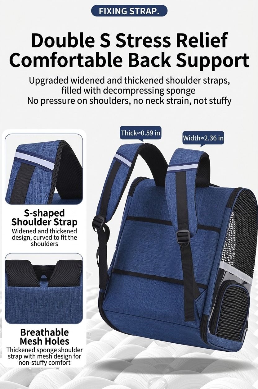 Pet Carrier Backpack for Travel, Hiking, and Vet Visits – Breathable Mesh Design with Reflective Safety Strips, Ideal for Cats and Small Dogs, Hands-Free Convenience for Outdoor Adventures (Grey)