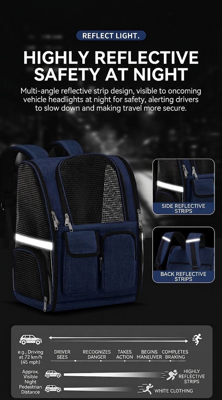 Pet Carrier Backpack for Travel, Hiking, and Vet Visits – Breathable Mesh Design with Reflective Safety Strips, Ideal for Cats and Small Dogs, Hands-Free Convenience for Outdoor Adventures (Grey)