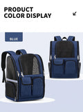 Pet Carrier Backpack for Travel, Hiking, and Vet Visits – Breathable Mesh Design with Reflective Safety Strips, Ideal for Cats and Small Dogs, Hands-Free Convenience for Outdoor Adventures (Navy)