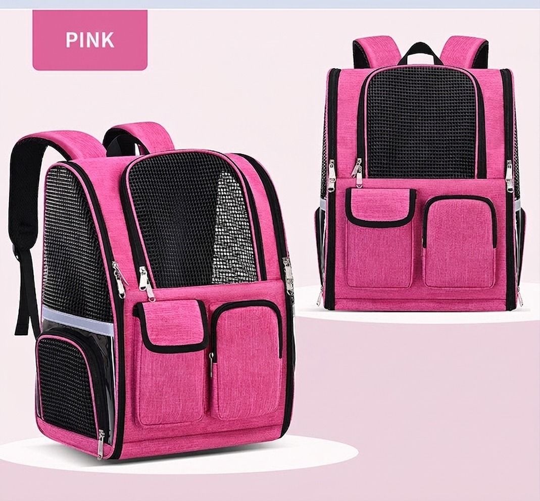 Pet Carrier Backpack for Travel, Hiking, and Vet Visits – Breathable Mesh Design with Reflective Safety Strips, Ideal for Cats and Small Dogs, Hands-Free Convenience for Outdoor Adventures (Navy)