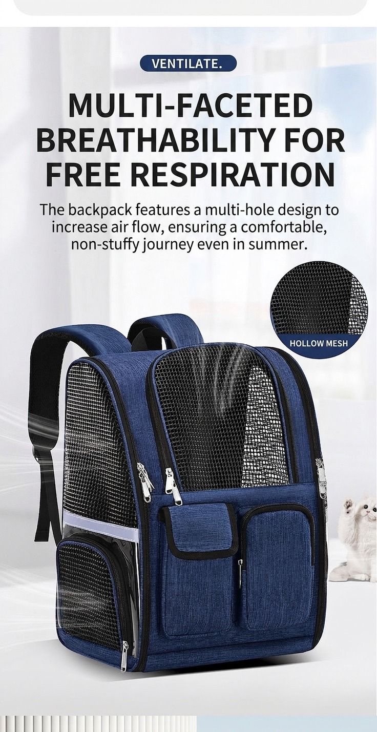Pet Carrier Backpack for Travel, Hiking, and Vet Visits – Breathable Mesh Design with Reflective Safety Strips, Ideal for Cats and Small Dogs, Hands-Free Convenience for Outdoor Adventures (Rose)