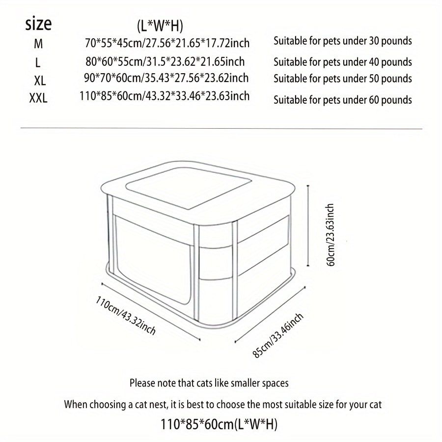 Foldable Pet Playpen with Zippered Top, Portable Cat Whelping Box & Puppy Kennel for Indoor/Outdoor Use, Easy Assembly, Multi-Functional Tent for Small Pets (Brown-L)