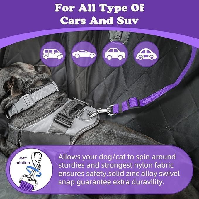 Protect Your Pet on the Road: 2-in-1 Adjustable Dog Car Safety Tether and Leash, 360° Rotating Hook for Cars and SUVs, Secure Your Cat or Dog During Travel (Blue)