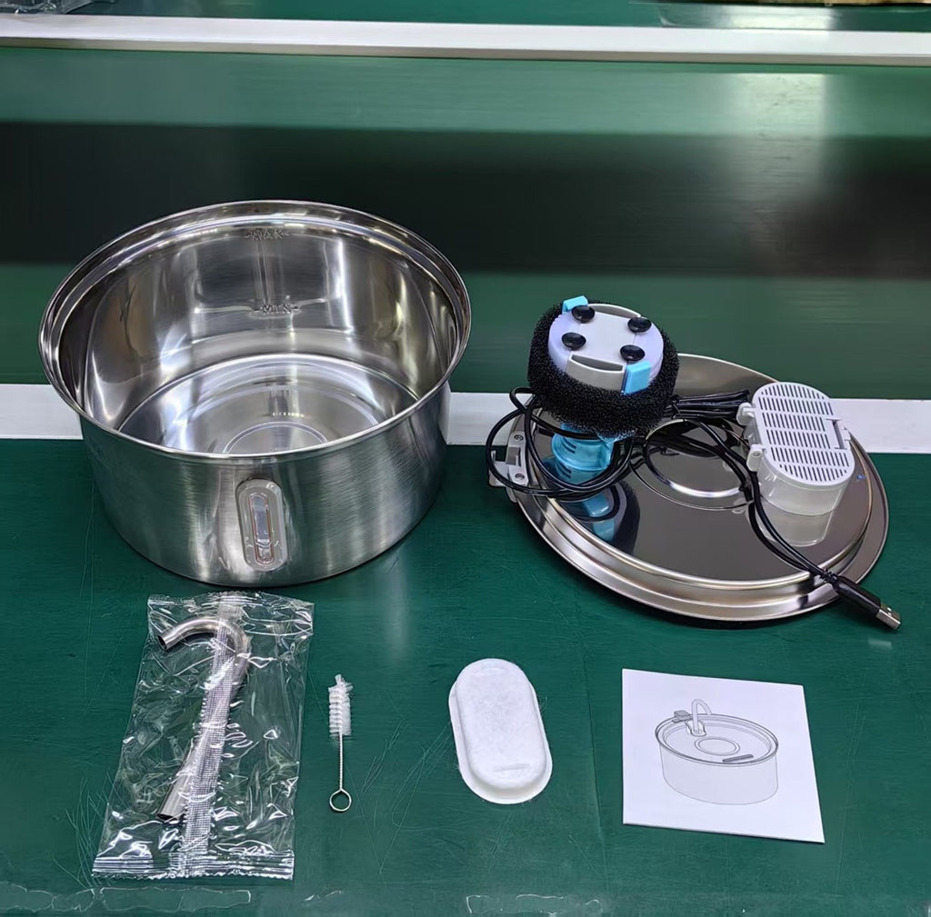 304 Stainless Steel 3.2L Pet Water Fountain with Triple Filtration, Ultra-Quiet Pump, and Dishwasher-Safe Design for Cats and Small Dogs (C1)