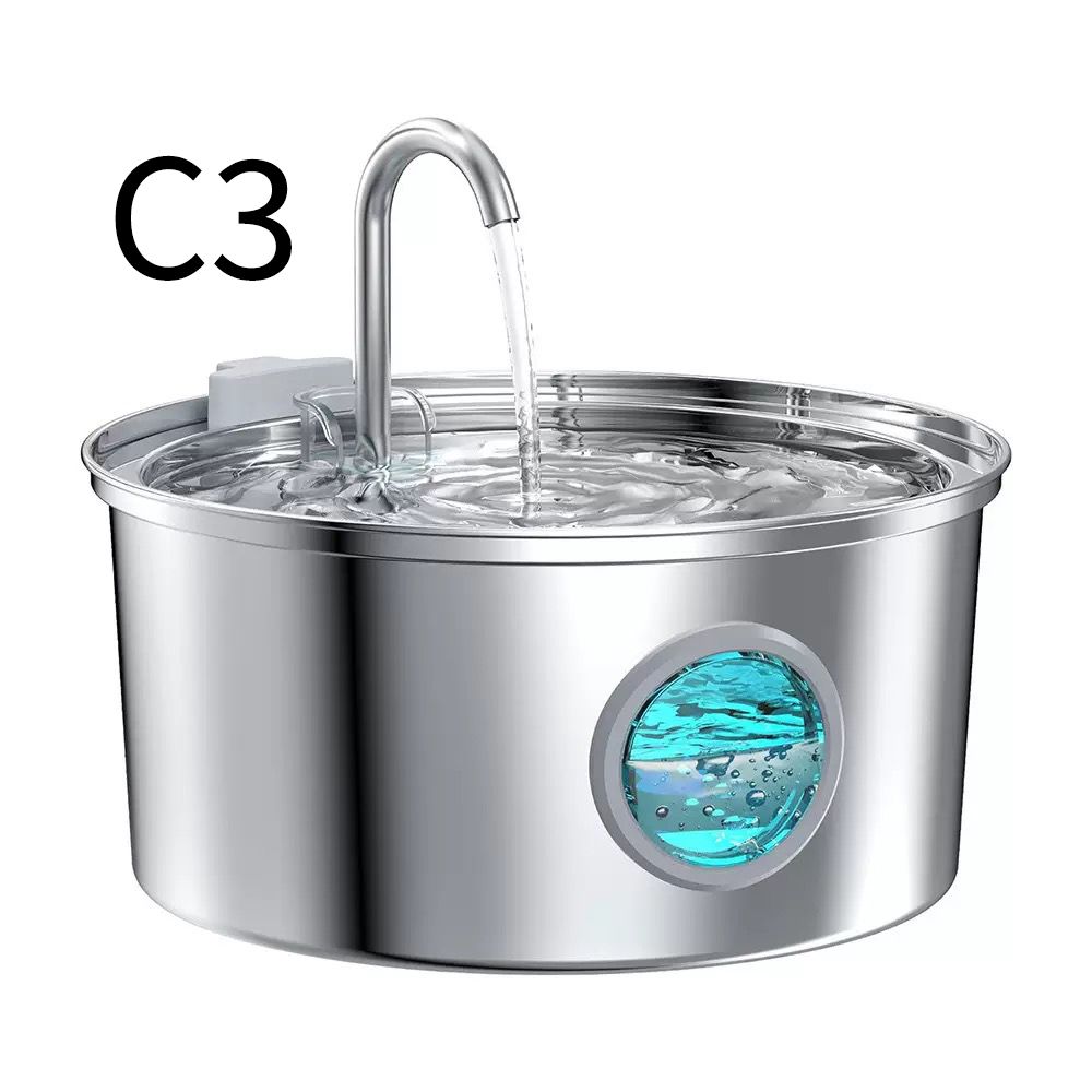 304 Stainless Steel 3.2L Pet Water Fountain with Triple Filtration, Ultra-Quiet Pump, and Dishwasher-Safe Design for Cats and Small Dogs (C1)