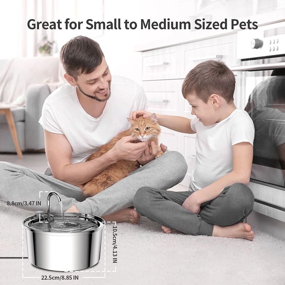 304 Stainless Steel 3.2L Pet Water Fountain with Triple Filtration, Ultra-Quiet Pump, and Dishwasher-Safe Design for Cats and Small Dogs (C3)