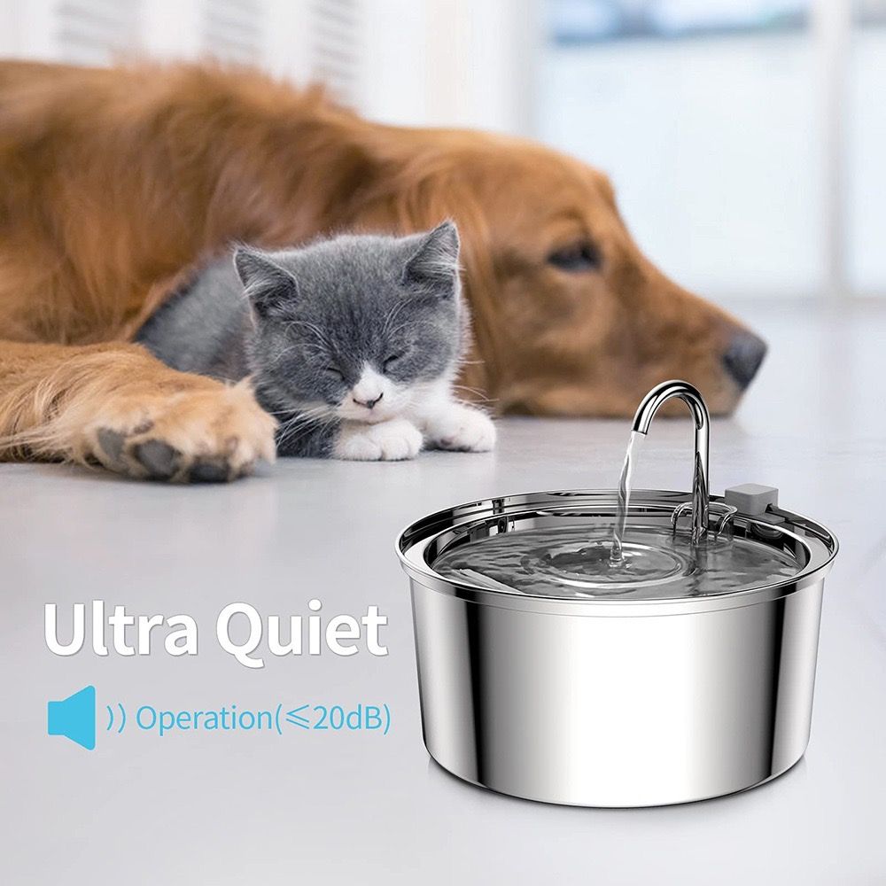 304 Stainless Steel 3.2L Pet Water Fountain with Triple Filtration, Ultra-Quiet Pump, and Dishwasher-Safe Design for Cats and Small Dogs (C3)