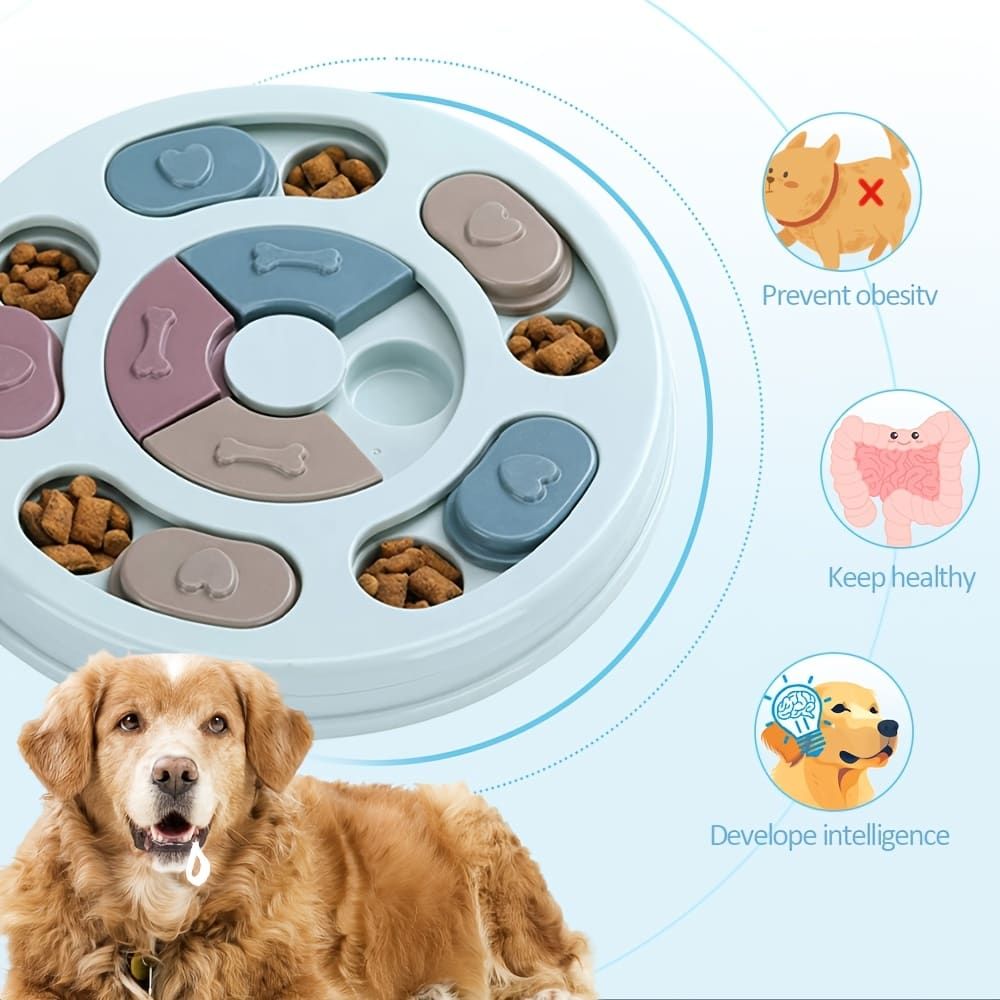 Interactive Dog Puzzle Feeder Toy, Slow Feeder with Sliding Lids for Mental Stimulation, Fun Treat Hide & Seek Game for Boredom Relief and Healthy Eating (Blush)