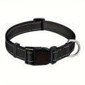 Reflective Dog Collar with Adjustable Nylon Webbing – Safe & Visible Pet Gear for Walks, Outdoor Adventures, and Nighttime Visibility (S, Black)
