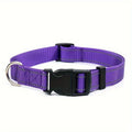 Reflective Dog Collar with Adjustable Nylon Webbing – Safe & Visible Pet Gear for Walks, Outdoor Adventures, and Nighttime Visibility (S, Purple)