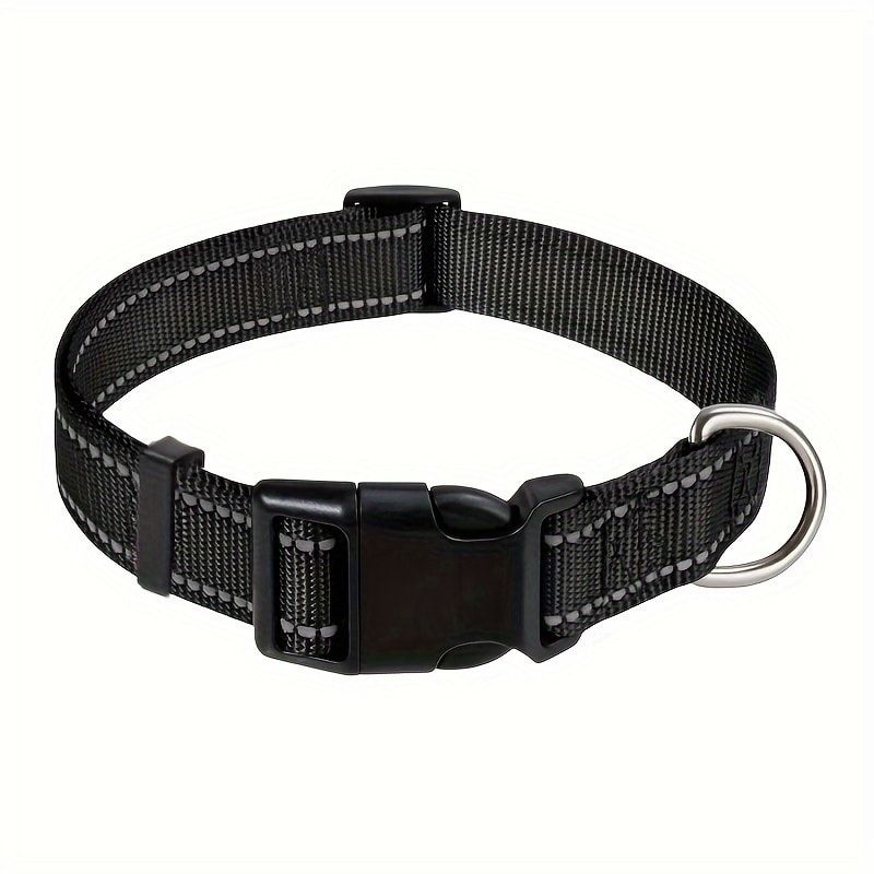 Reflective Dog Collar with Adjustable Nylon Webbing – Safe & Visible Pet Gear for Walks, Outdoor Adventures, and Nighttime Visibility (XL, Red)