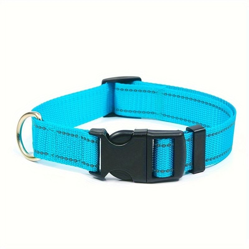 Reflective Dog Collar with Adjustable Nylon Webbing – Safe & Visible Pet Gear for Walks, Outdoor Adventures, and Nighttime Visibility (XS, Green)