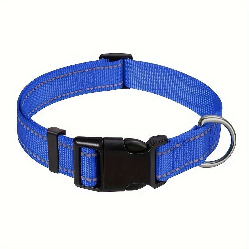 Reflective Dog Collar with Adjustable Nylon Webbing – Safe & Visible Pet Gear for Walks, Outdoor Adventures, and Nighttime Visibility (XS, Pink)