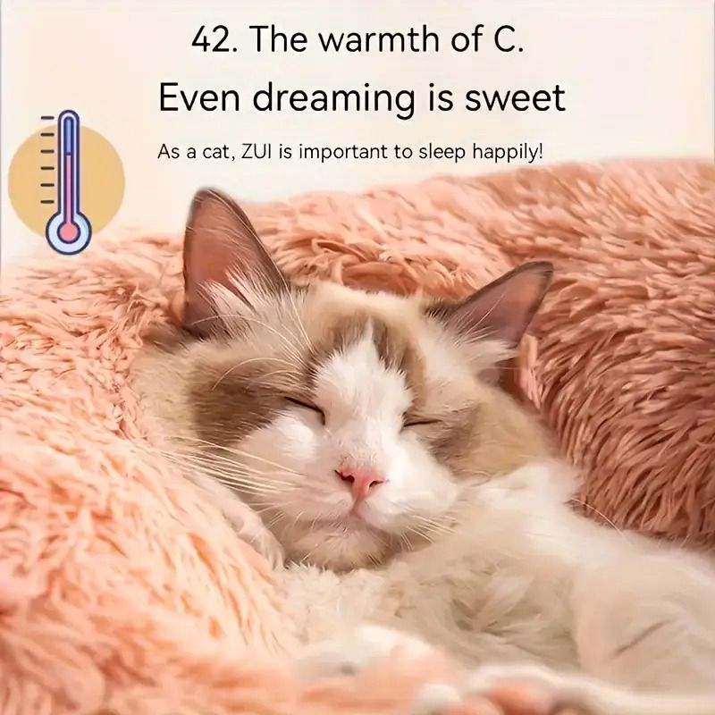 Plush Pet Nest Soft Donut Cat Bed – Cozy Round Couch for Cats and Small Dogs, Comfortable Sleeping Spot for Warmth and Deep Sleep, Suitable for Indoor Home Use (M, Green)