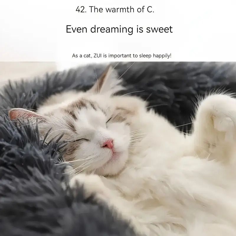 Plush Pet Nest Soft Donut Cat Bed – Cozy Round Couch for Cats and Small Dogs, Comfortable Sleeping Spot for Warmth and Deep Sleep, Suitable for Indoor Home Use (M, Grey)