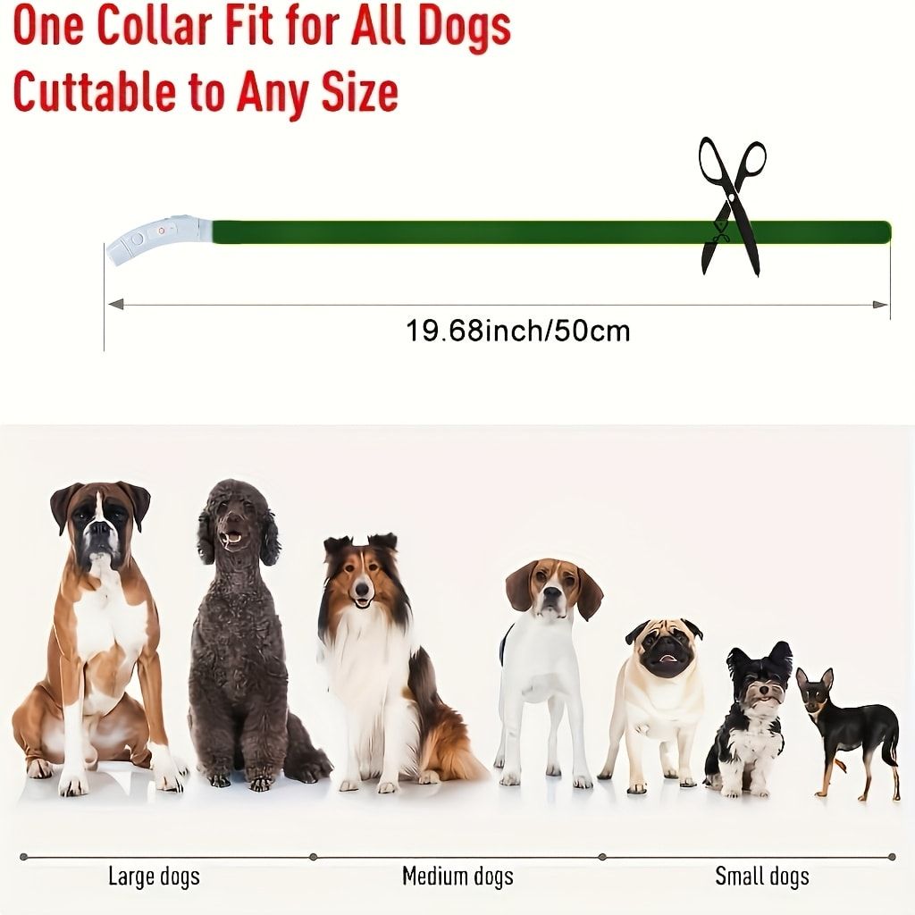 USB Rechargeable LED Glow Pet Collar, Soft Silicone Night Safety Dog & Cat Collar with 6 Colors, 3 Modes, Adjustable Length for Small, Medium, Large Pets, Ideal for Evening Walks and Outdoor Visibility (S, Blue)