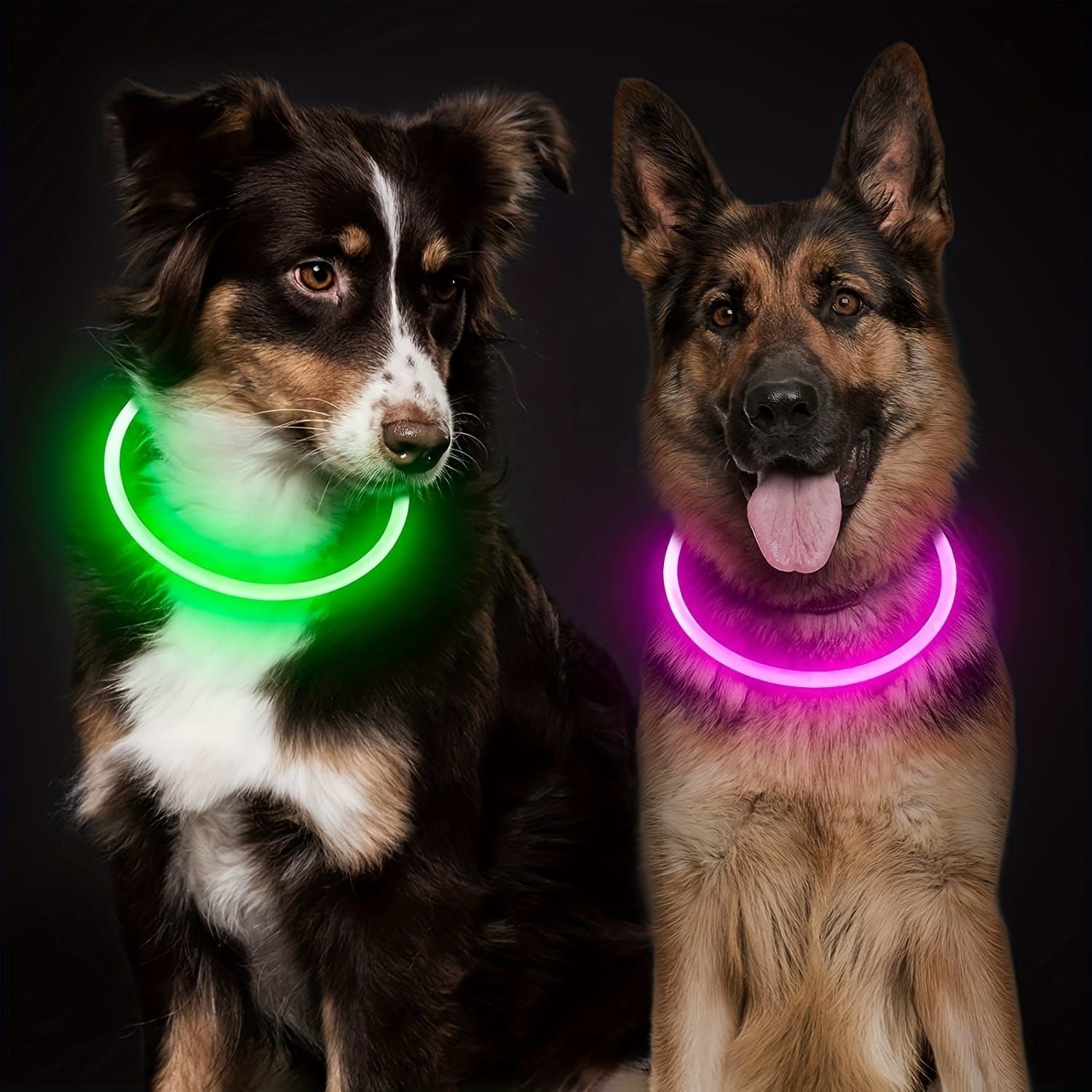 USB Rechargeable LED Glow Pet Collar, Soft Silicone Night Safety Dog & Cat Collar with 6 Colors, 3 Modes, Adjustable Length for Small, Medium, Large Pets, Ideal for Evening Walks and Outdoor Visibility (S, Blue)