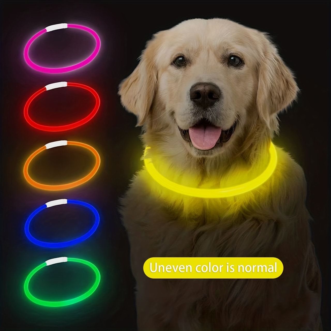USB Rechargeable LED Glow Pet Collar, Soft Silicone Night Safety Dog & Cat Collar with 6 Colors, 3 Modes, Adjustable Length for Small, Medium, Large Pets, Ideal for Evening Walks and Outdoor Visibility (S, Pink)