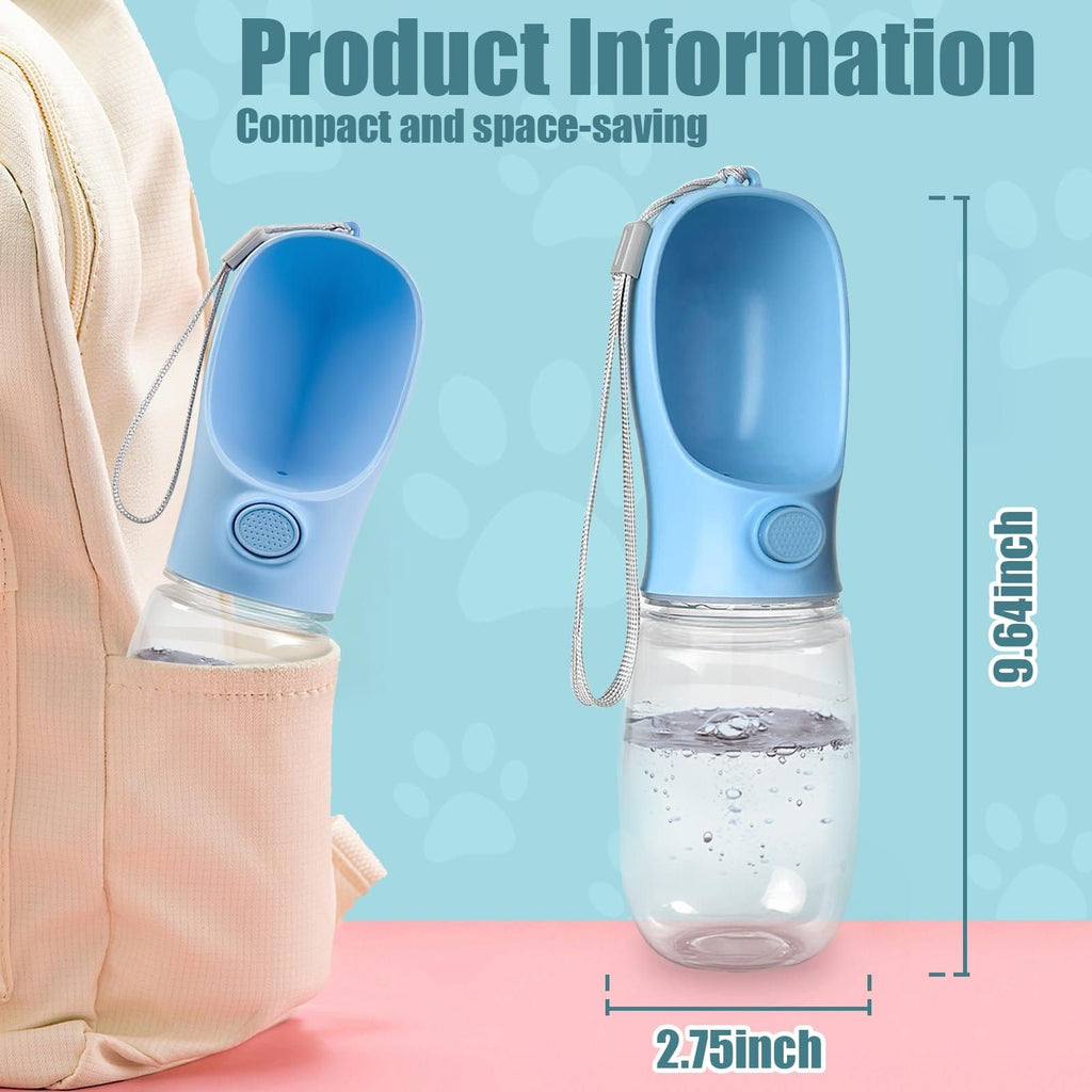Portable Pet Water Bottle for Outdoor Walks, Travel, and Hiking – Leak-Proof Dog Water Dispenser with Bowl, Easy One-Hand Operation for Dogs, Cats, and Small Pets (450ML（25*7cm）, Blue)