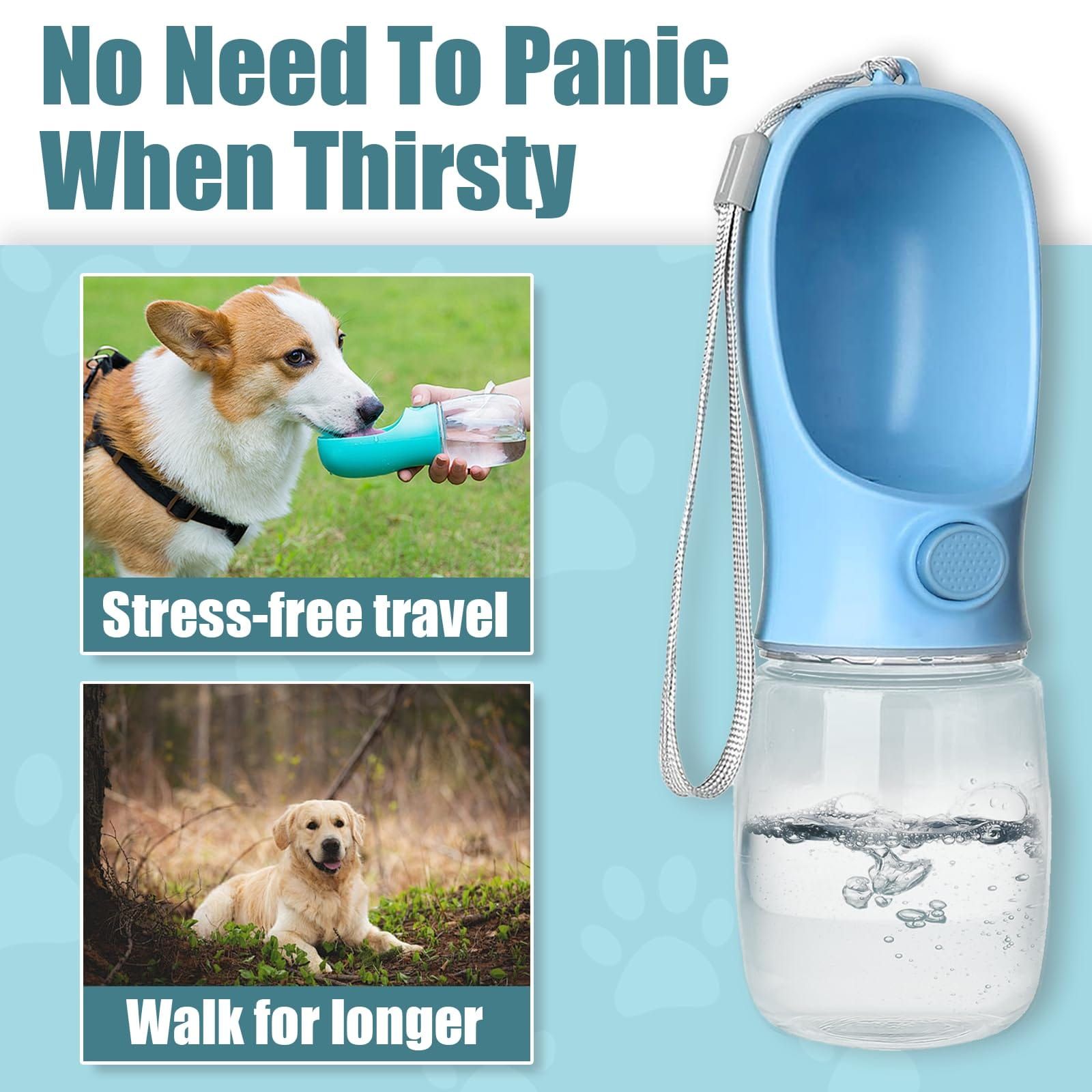 Portable Pet Water Bottle for Outdoor Walks, Travel, and Hiking – Leak-Proof Dog Water Dispenser with Bowl, Easy One-Hand Operation for Dogs, Cats, and Small Pets (450ML（25*7cm）, Pink)
