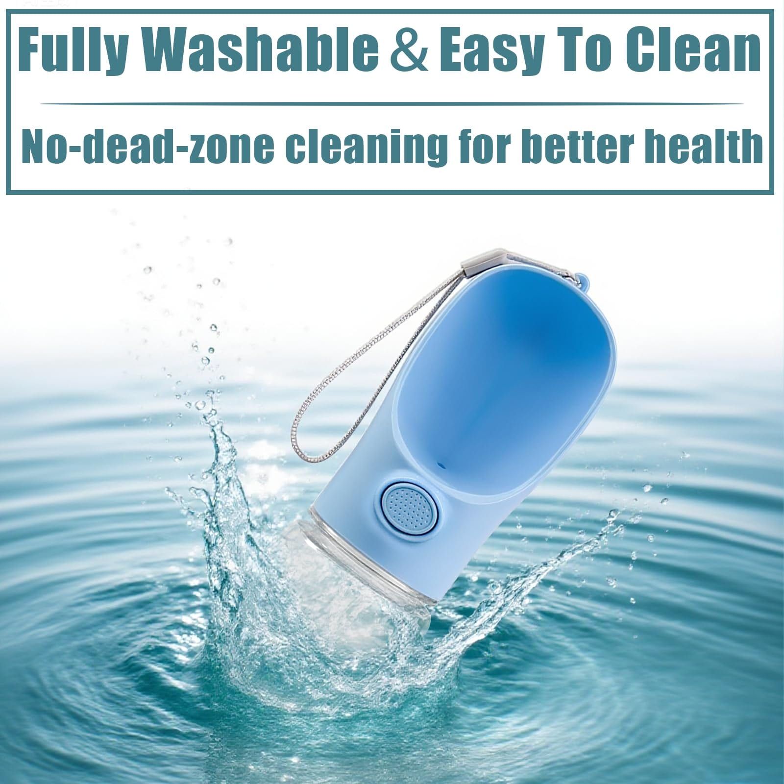 Portable Pet Water Bottle for Outdoor Walks, Travel, and Hiking – Leak-Proof Dog Water Dispenser with Bowl, Easy One-Hand Operation for Dogs, Cats, and Small Pets (450ML（25*7cm）, Pink)