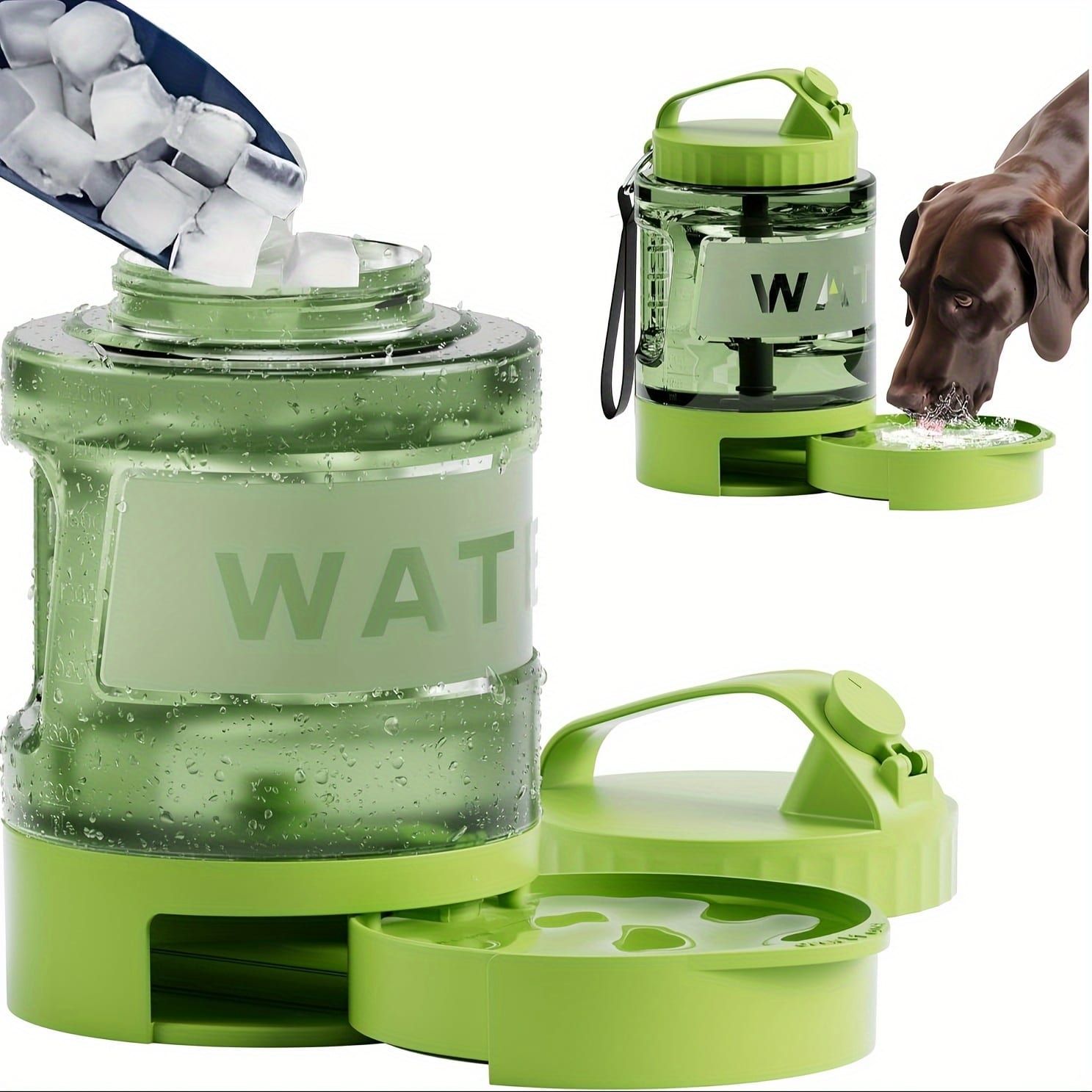 Portable Pet Water Bottle with Built-in Bowl – Leak-Proof, Large Capacity 77oz for Camping, Hiking, and Dog Park Adventures – Ideal for Small to Medium Breeds, Easy to Carry Outdoor Dog Travel Dispenser (Blue)